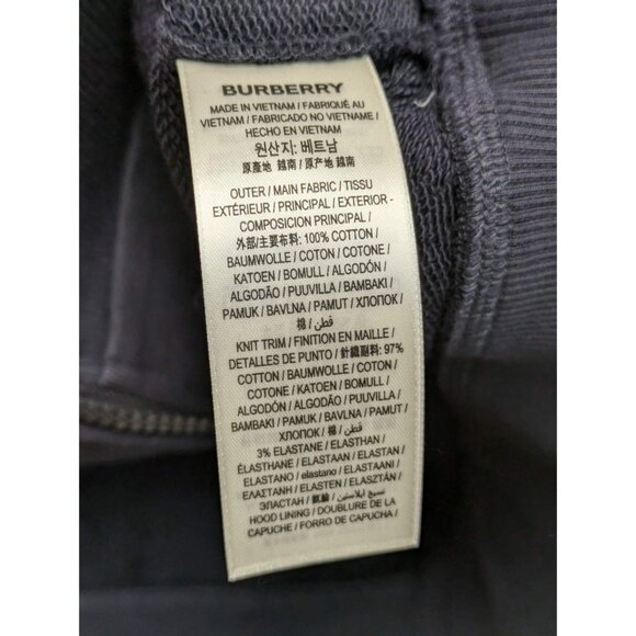 Burberry Men’s 'Hove' Check Embroidery Logo Hoodie Navy Black M 8084770 - Picture 7 of 9